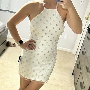 Lulu's White Beaded Floral Dress